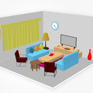 living room interior, 3d living room interior, cartoon living room interior, 3d living room interior props