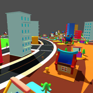 stylized cartoon city 3d environment, 3d cartoon city, 3d city props,