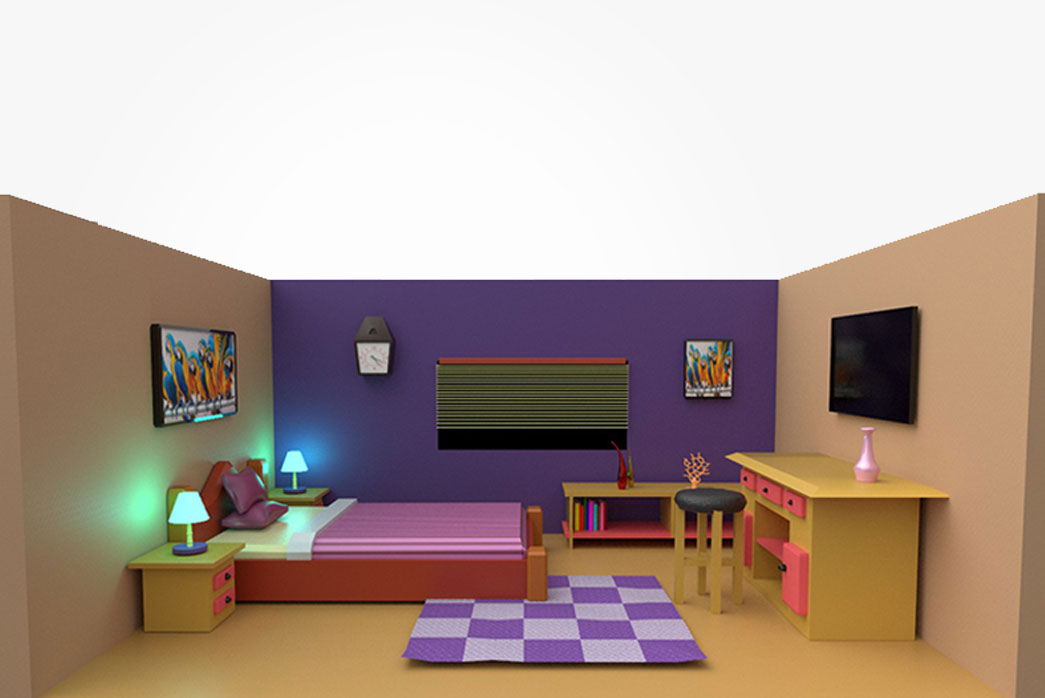 cartoon bedroom 3d model, 3d cartoon bedroom, 3d bedroom interior, 3d interior design,