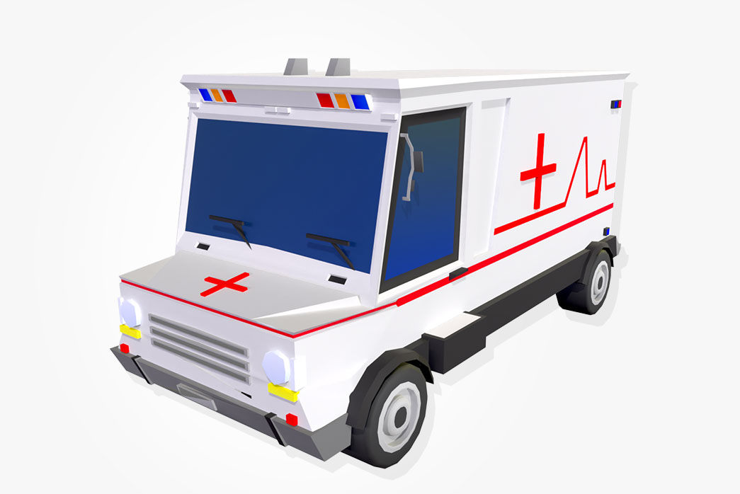 ambulance 3d model, cartoon ambulance 3d model, 3d ambulance,