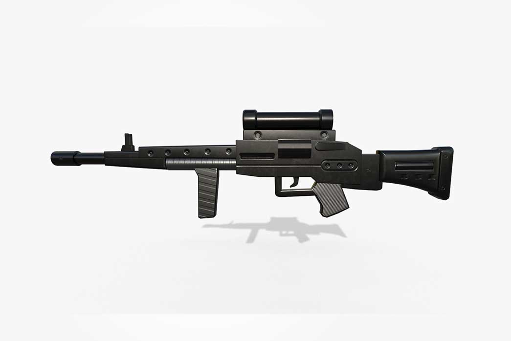 stylized saiga gun 3d model, stylized gun 3d model, gun 3d model, 3d gun,
