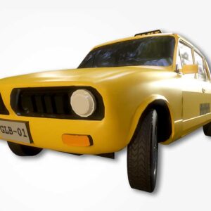 yellow cab taxi 3d model, 3d model yellow cab taxi, low poly taxi, taxi low poly 3d model