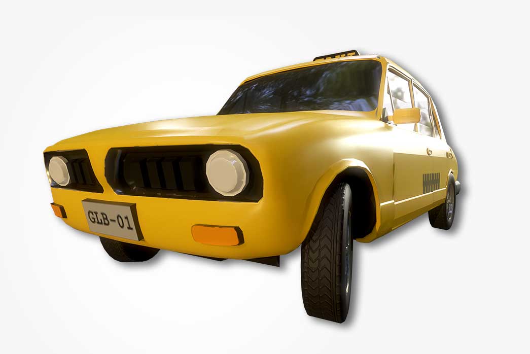 yellow cab taxi 3d model, 3d model yellow cab taxi, low poly taxi, taxi low poly 3d model