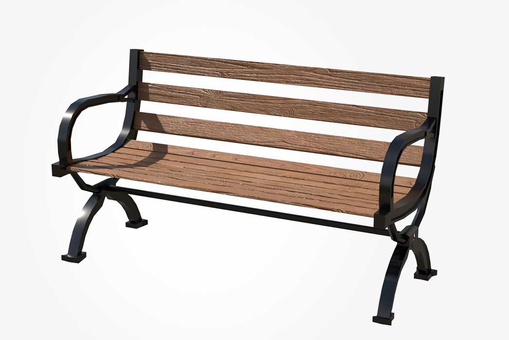 bench 3d model, wooden bench 3d model, 3d outdoor bench,