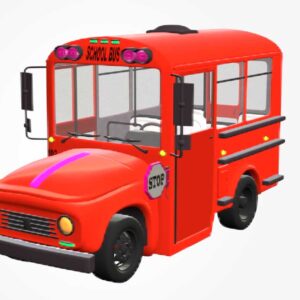 school bus 3d model, cartoon bus, cartoonish school bus, 3d school bus, 3d vehicle, 3d cartoon vehicle,