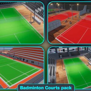 3d badminton court, 4 badminton courts,