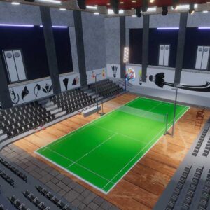 badminton court 3d arena, 3d badminton court, badminton court 3d model, badminton indoor arena,