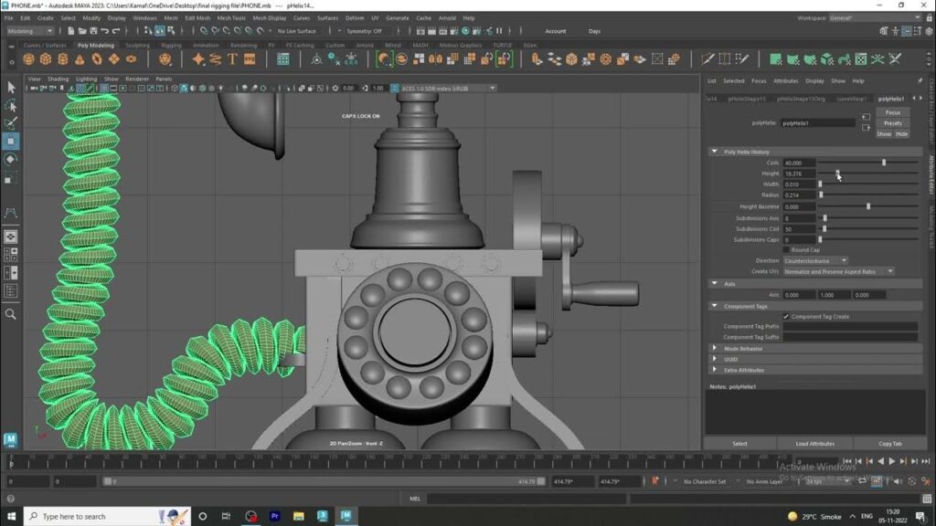 creating basic retro telephone model in maya,