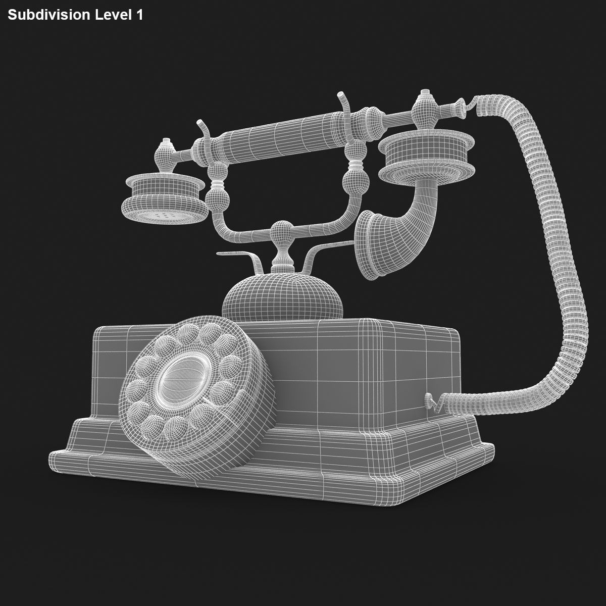 retro telephone 3d model,