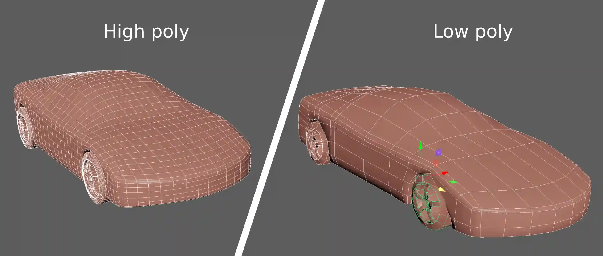 high poly vs low poly 3d models