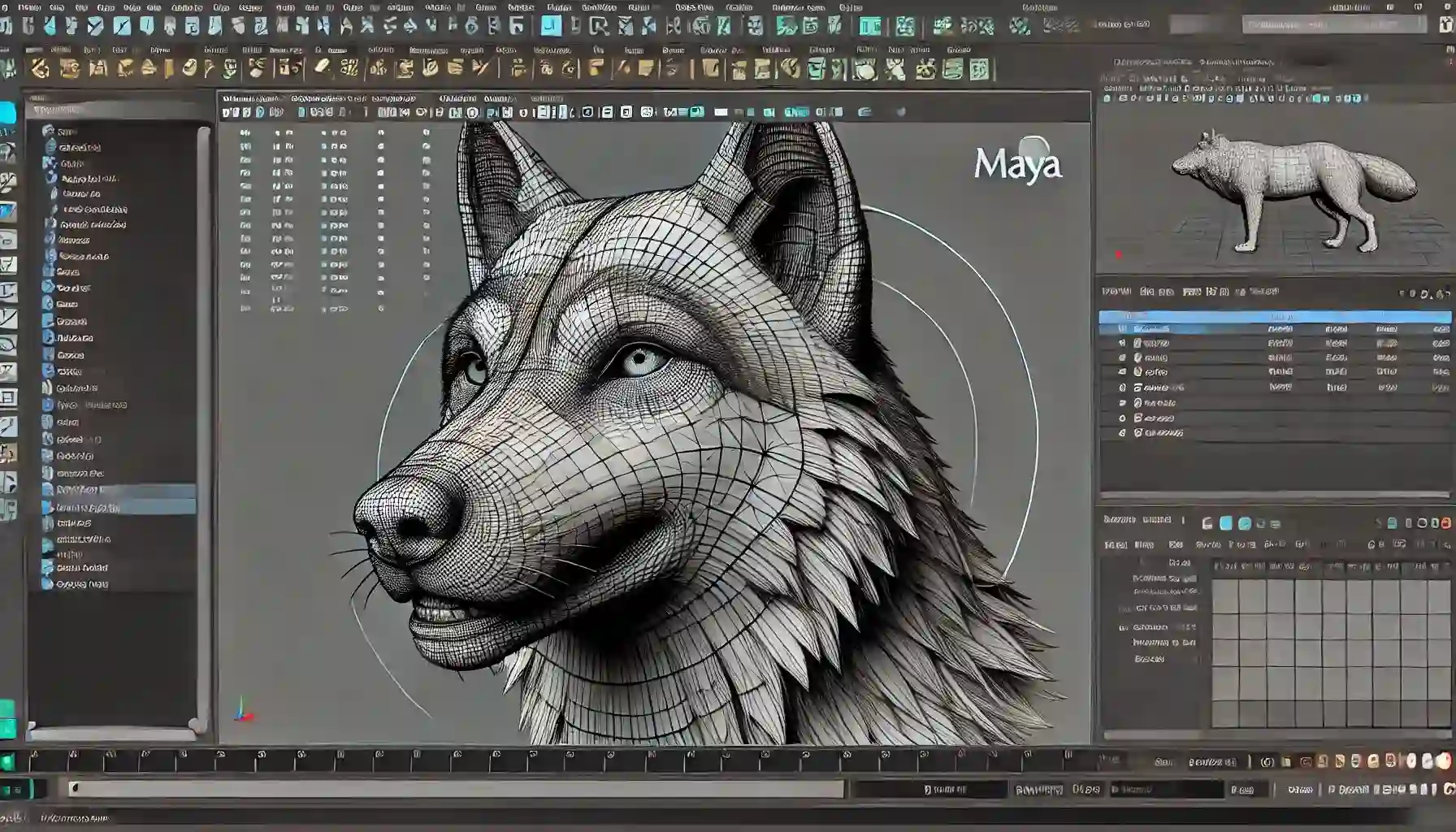 3d model wolf, 3d wolf face