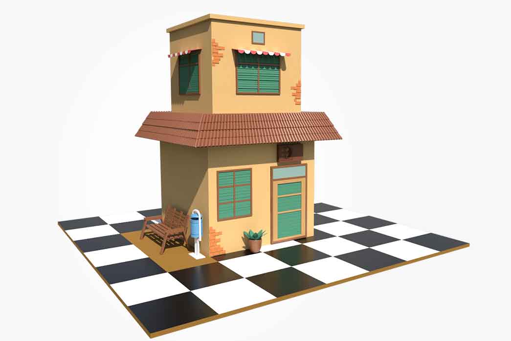 cartoonish house 3d model